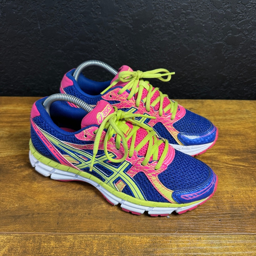 Asics Gel-Excite 2 T461N Blue Pink Yellow Mesh Running Shoes Womens 7.5 EU 39